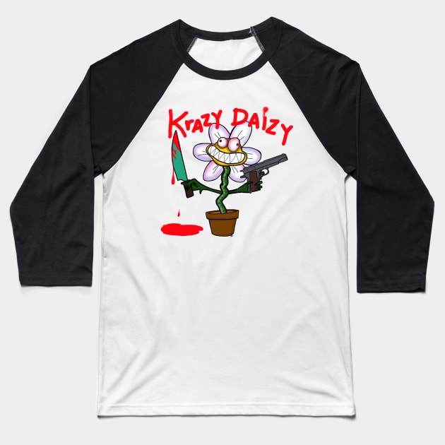 Crazy Daisy Baseball T-Shirt by wolfmanjaq